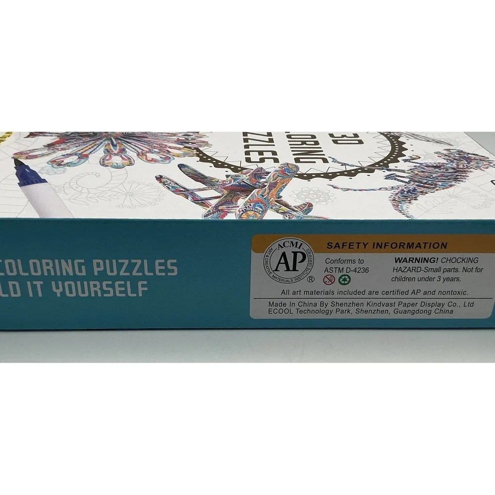 Bearun 3D Coloring Puzzles: Eiffel‎ Tower, Dinosaur, Peacock, Plane, More NIB